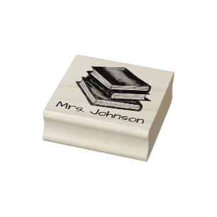 Library Book Stack Personalised Teacher Librarian Rubber Stamp