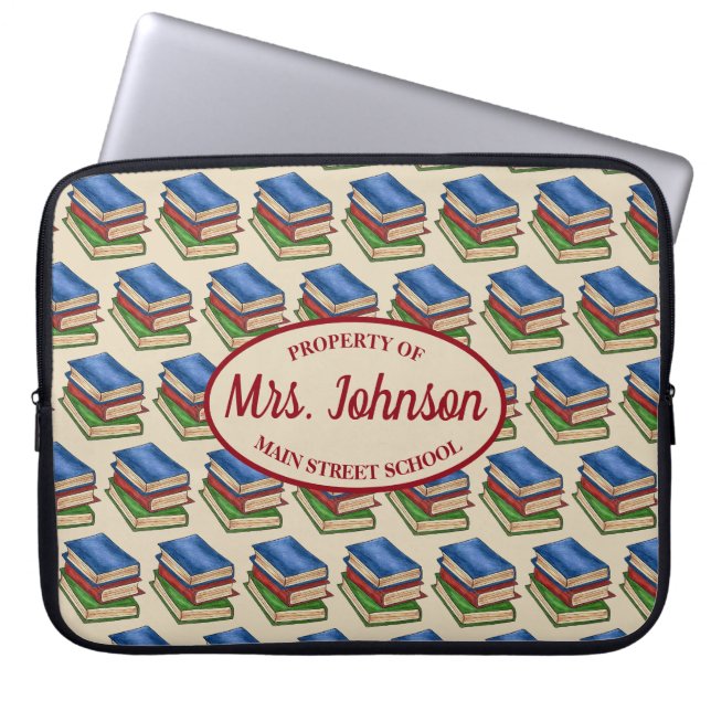 Library Book Stack Teacher Librarian Educator Gift Laptop Sleeve (Front)