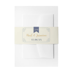 Library Book Wedding Cutlery Band Cream Invitation Belly Band