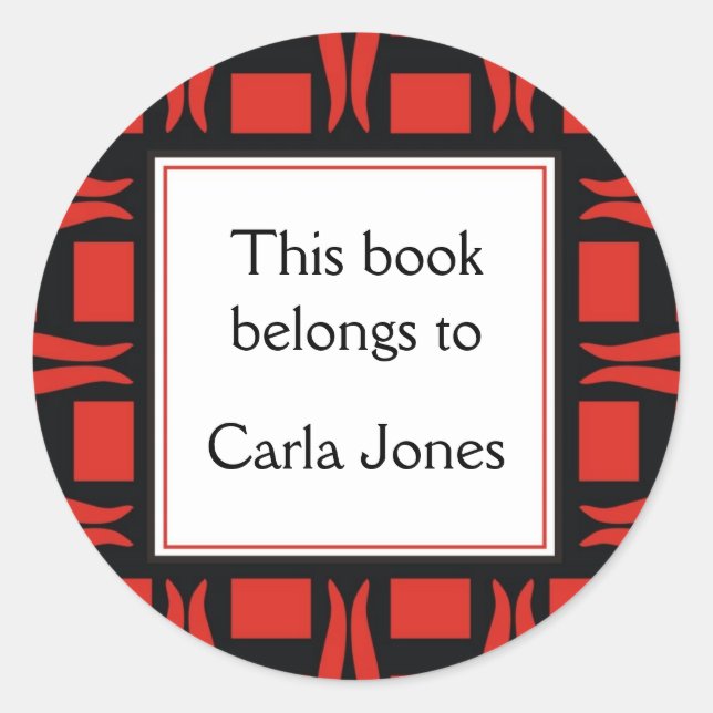 Library Bookplates Personalised Classic Round Sticker (Front)