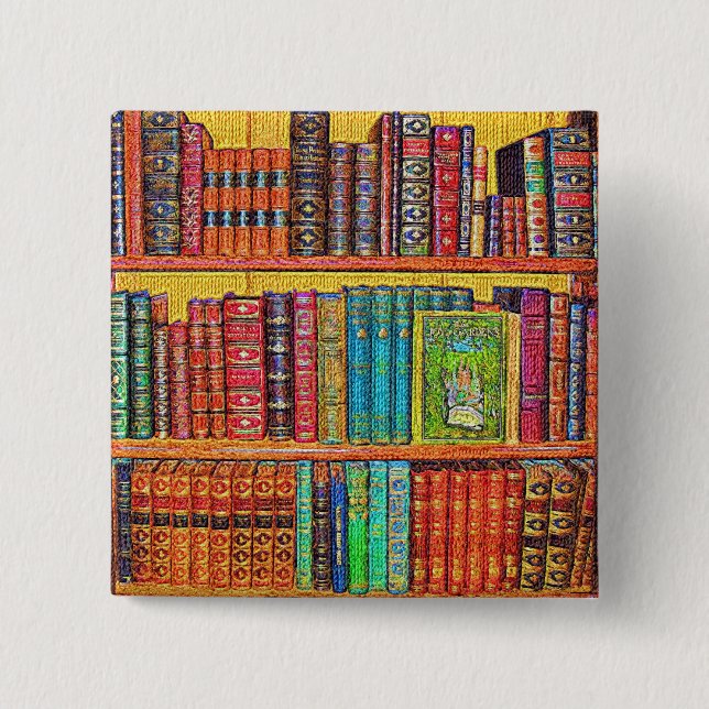 Library Books 15 Cm Square Badge (Front)