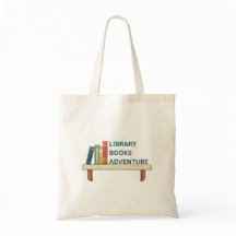 Library Books Adventure Tote Bag for families