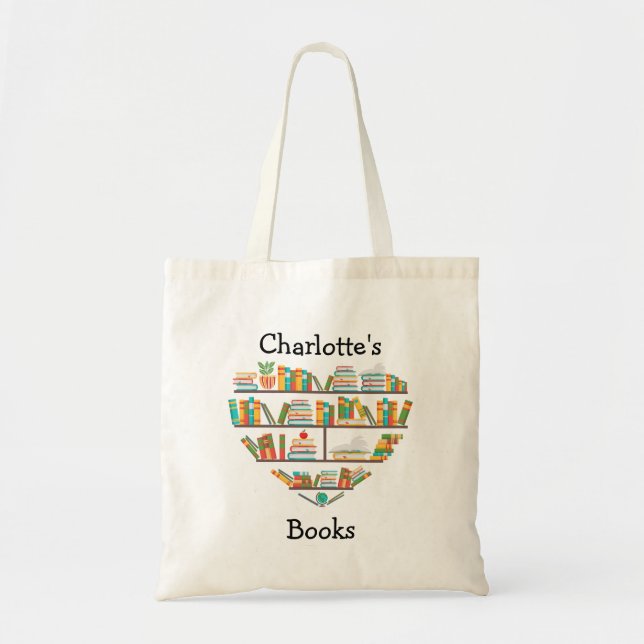 Library Books Canvas Tote Bag (Front)