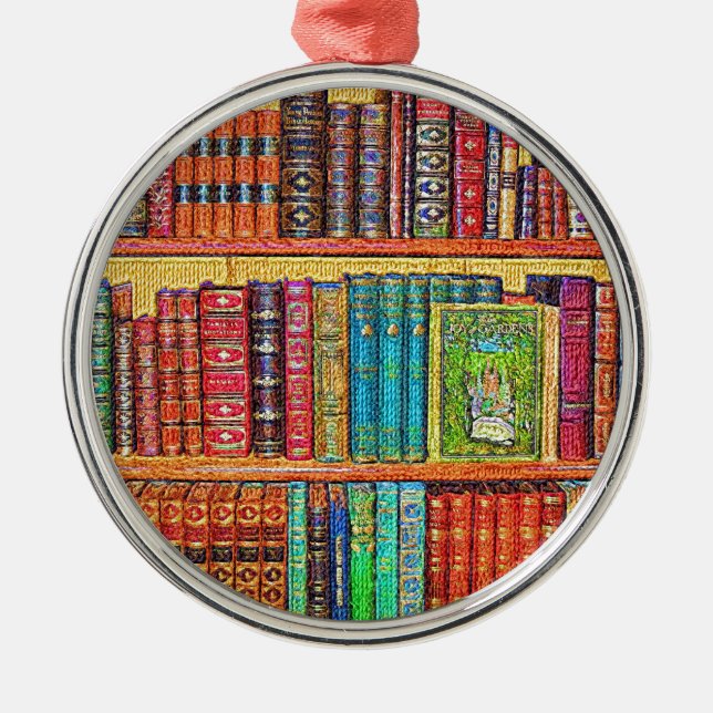 Library Books Metal Tree Decoration (Front)