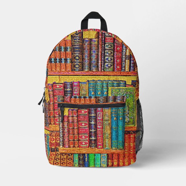 Library Books Print Cut Sew Bag (Front)
