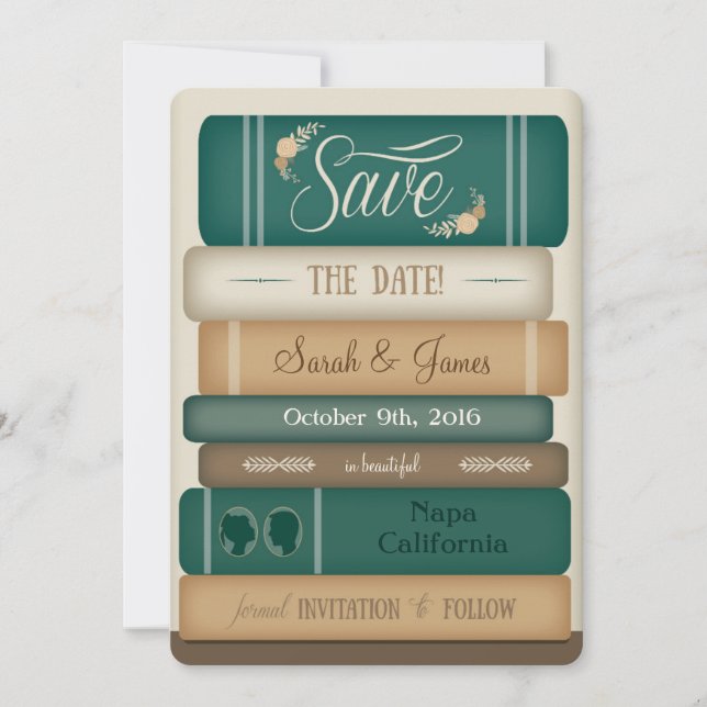 Library Books Save the Date (Front)