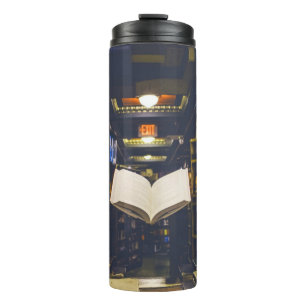 Library Books Shelves Open Book Read Thermal Tumbler