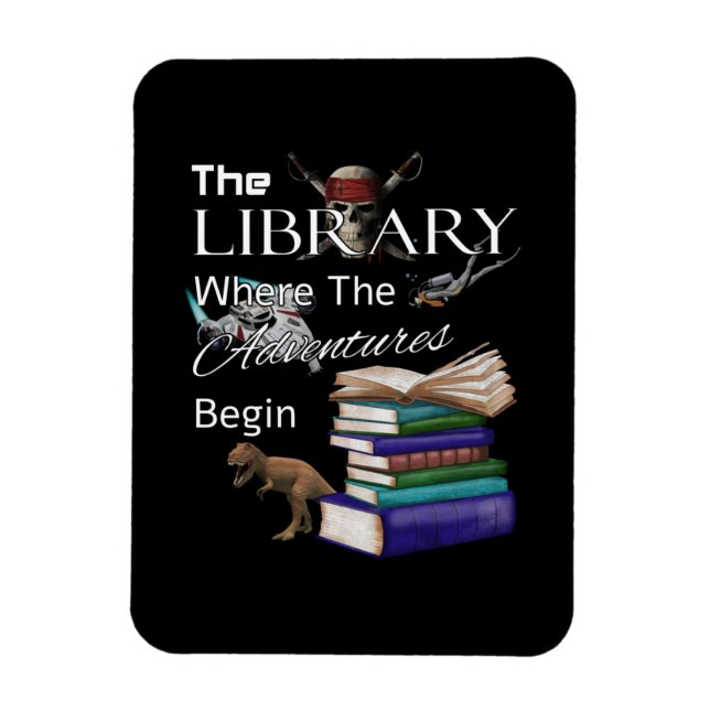 Library Books Where The Adventure Begins Book Read Magnet (Vertical)
