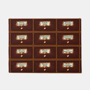 Library Books Wood Card Catalogue Drawers Reading Doormat