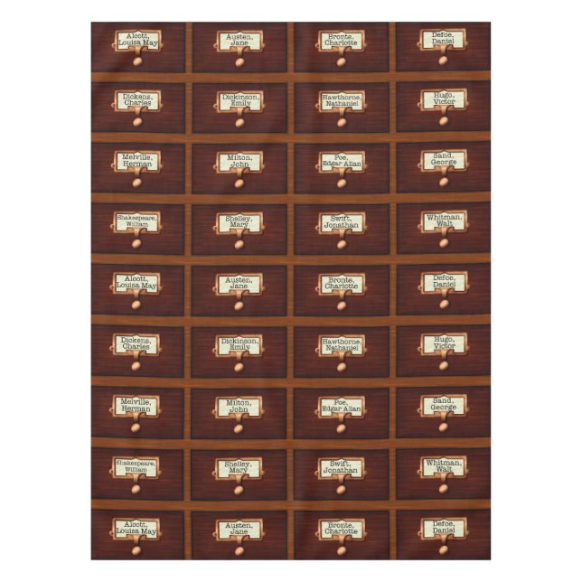 Library Books Wood Card Catalogue Drawers Reading Tablecloth (Front)
