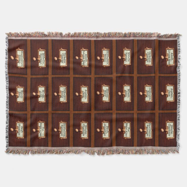 Library Books Wood Card Catalogue Drawers Reading Throw Blanket (Front)
