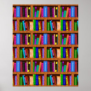 Library Bookshelf Background Pattern for Readers Poster