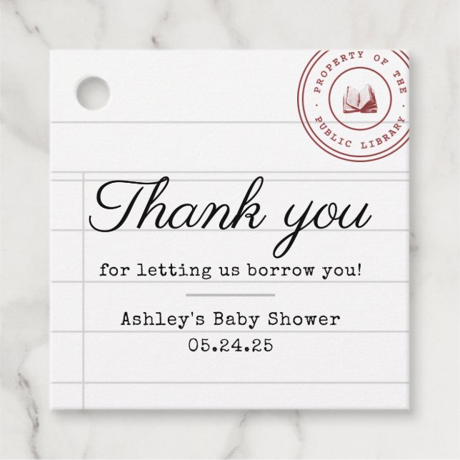 Library Card Favour Tag (Front)