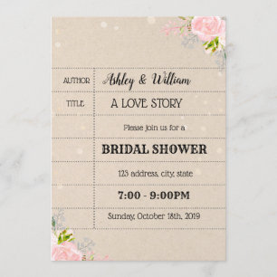 Library Card Printable Bridal Shower Invitation