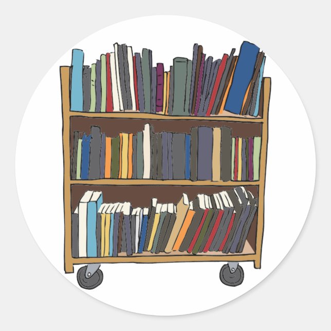 Library Cart Classic Round Sticker (Front)