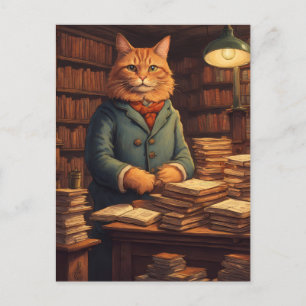 library cat #10 postcard