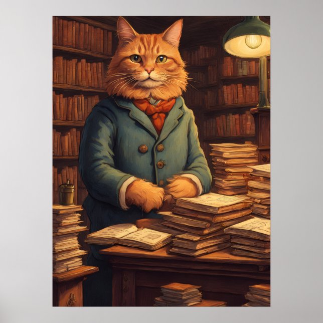 library cat #10 poster (Front)