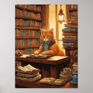 library cat #12 poster