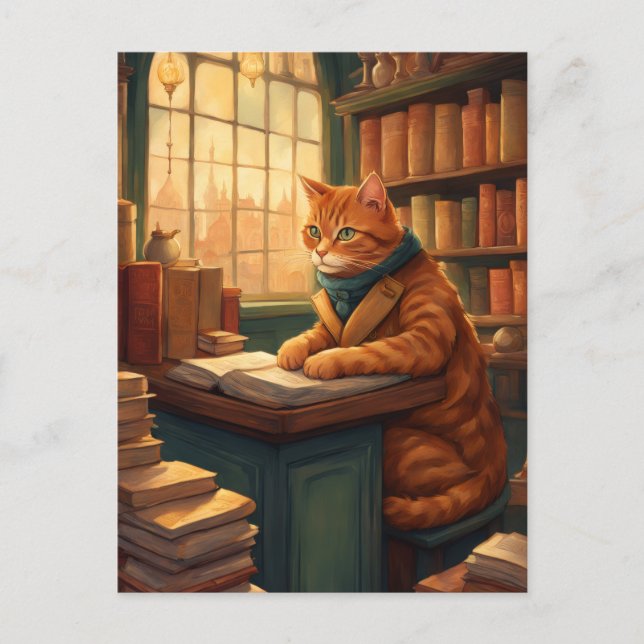 library cat #14 postcard (Front)