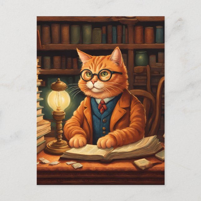 library cat #15 postcard (Front)