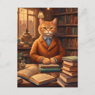 library cat #16 postcard
