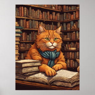 library cat #17 poster