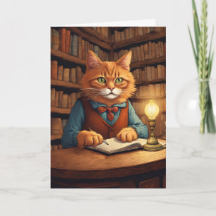 library cat #18 greeting card
