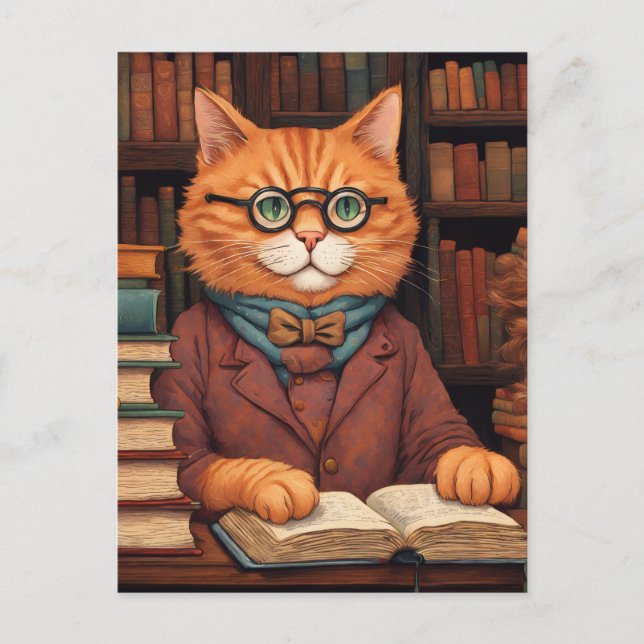 library cat #19 postcard (Front)
