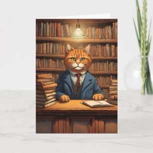 library cat #20 greeting card