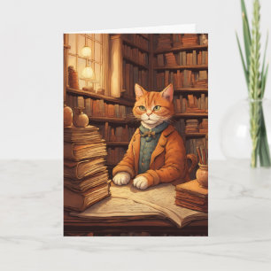 library cat #2 greeting card