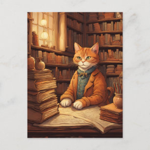 library cat #2 postcard