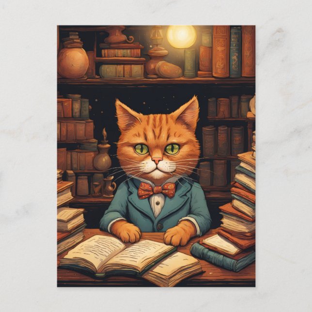 library cat #5 postcard (Front)