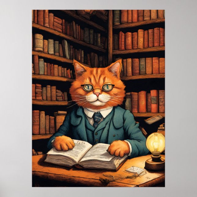 library cat #7 poster (Front)