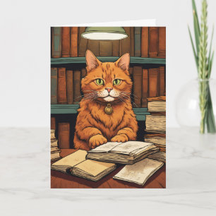 library cat #8 greeting card
