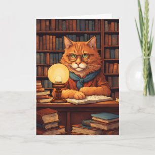 library cat #9 greeting card