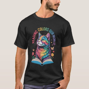Library Cat Book Lover Bookworm Literature Librari T-Shirt