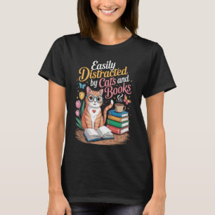 Library Cat Book Lover Bookworm Literature Librari T-Shirt