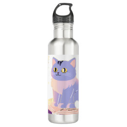 Library cat cafe 710 ml water bottle