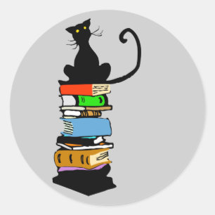 Library Cat Classic Round Sticker