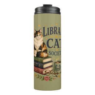 Library Cat Society Bookish Calico Thermal Tumbler