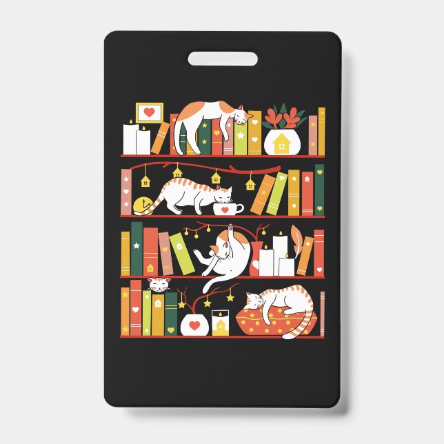 Library cats autumn colour version ID badge (Front)