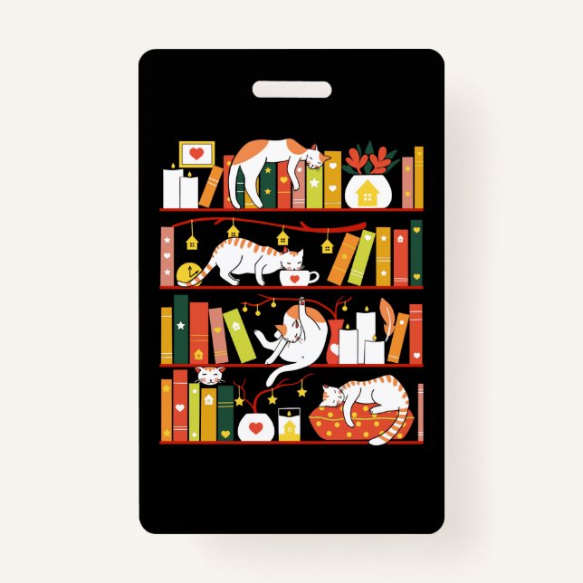 Library cats autumn colour version ID badge (Front)