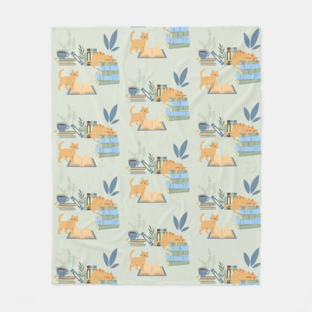 Library Cats Fleece Blanket (Front)