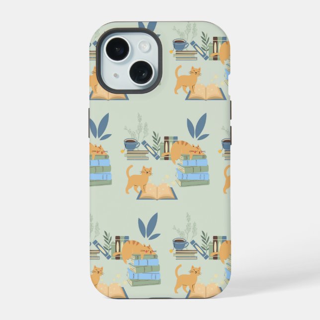 Library Cats iPhone 15 Case (Back)