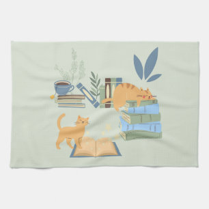 Library Cats Tea Towel
