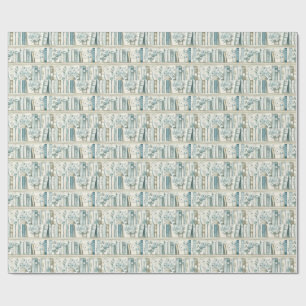 Library Chapter ONE Blue Boy Book 1st Birthday Wrapping Paper