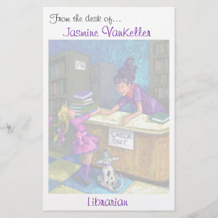 Library Check Out Art Personalised Stationery