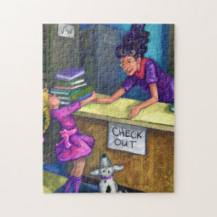Library Check Out Artwork Jigsaw Puzzle