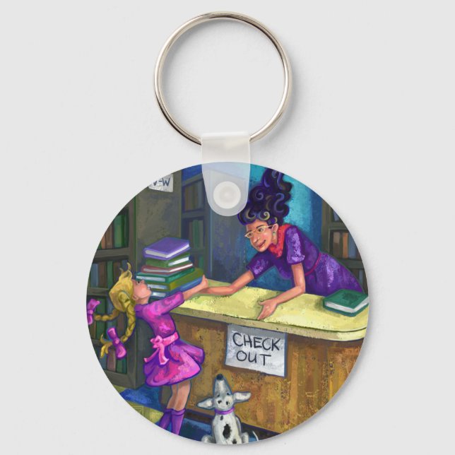 Library Check Out Artwork Key Ring (Front)