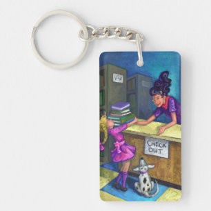 Library Check Out Artwork Key Ring